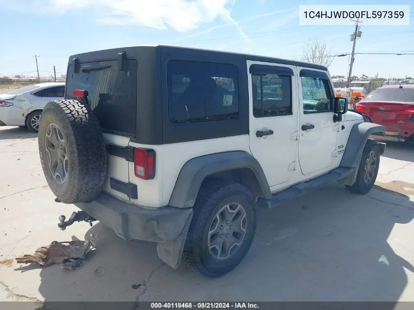 2015 Jeep Wrangler Unlimited Sport VIN: 1C4HJWDG0FL597359 Lot: 40118468