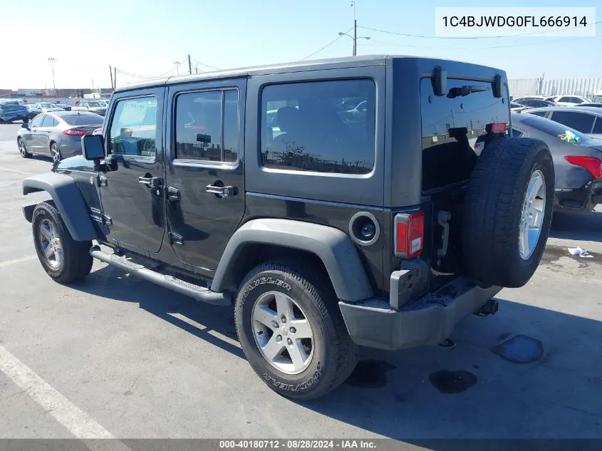 2015 Jeep Wrangler Unlimited Sport VIN: 1C4BJWDG0FL666914 Lot: 40180712