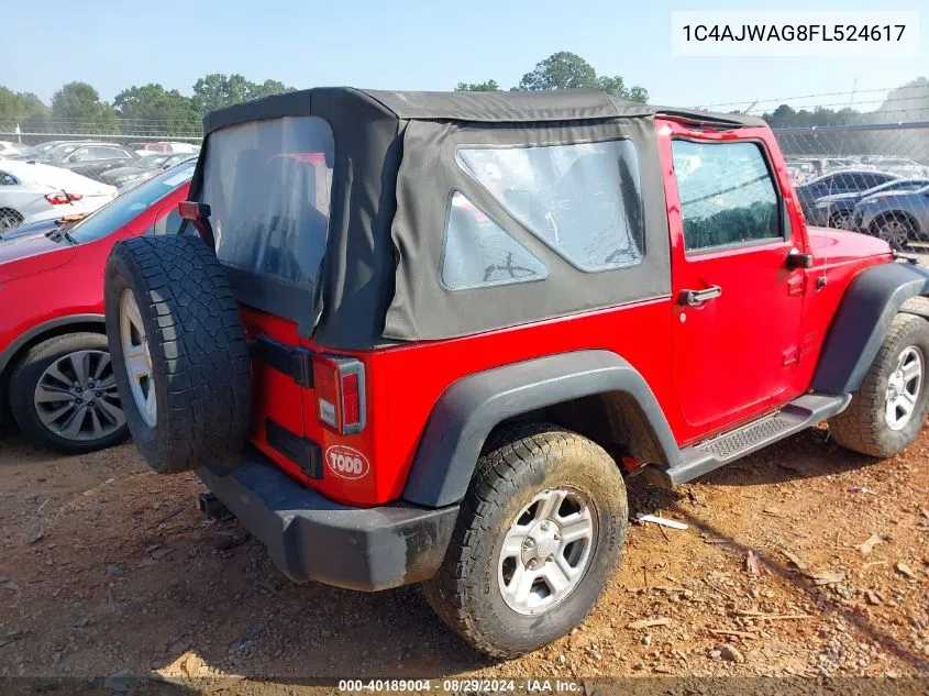 2015 Jeep Wrangler Sport VIN: 1C4AJWAG8FL524617 Lot: 40189004