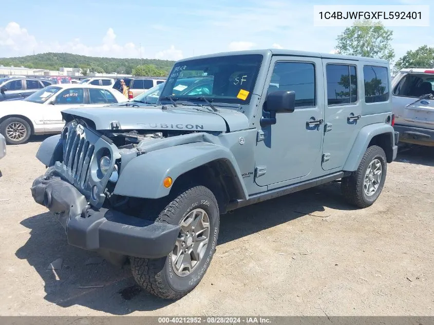 2015 Jeep Wrangler Unlimited Rubicon VIN: 1C4BJWFGXFL592401 Lot: 40212952