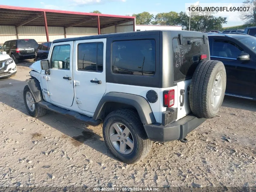 1C4BJWDG8FL694007 2015 Jeep Wrangler Unlimited Sport