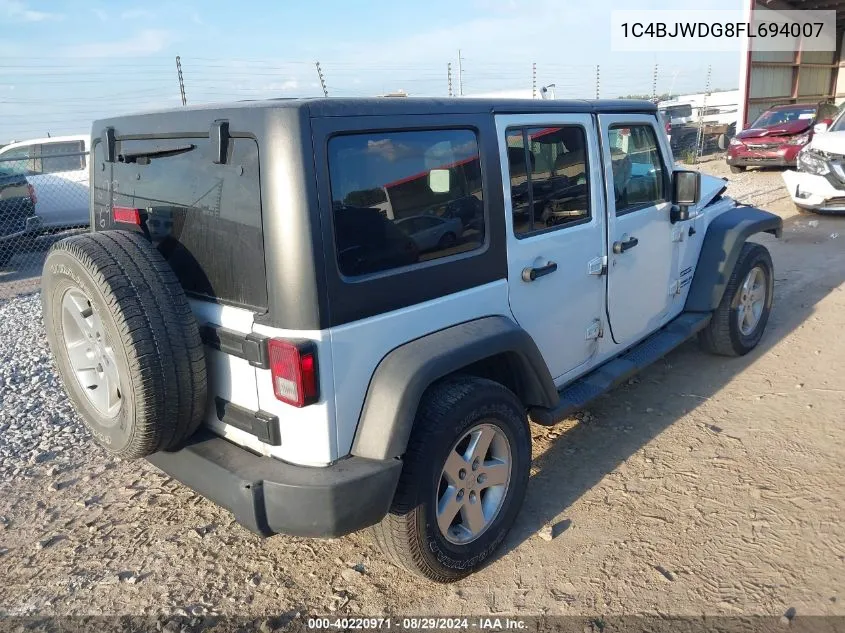 1C4BJWDG8FL694007 2015 Jeep Wrangler Unlimited Sport