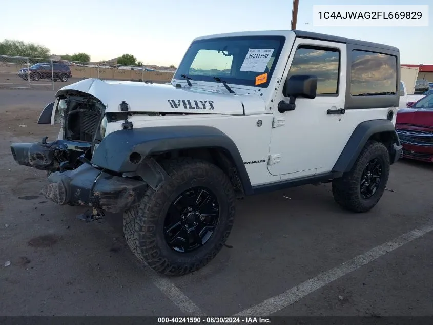 2015 Jeep Wrangler Willys Wheeler VIN: 1C4AJWAG2FL669829 Lot: 40241590