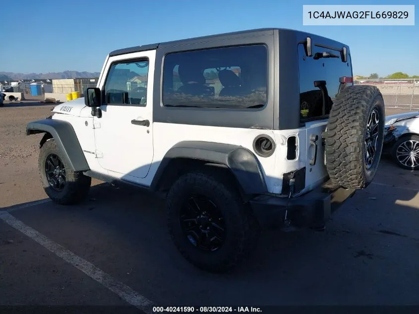 2015 Jeep Wrangler Willys Wheeler VIN: 1C4AJWAG2FL669829 Lot: 40241590