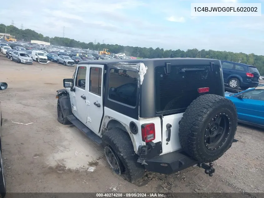 2015 Jeep Wrangler Unlimited Sport VIN: 1C4BJWDG0FL602002 Lot: 40274208