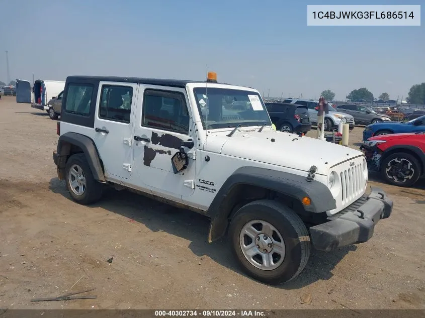 1C4BJWKG3FL686514 2015 Jeep Wrangler Unlimited Sport Rhd