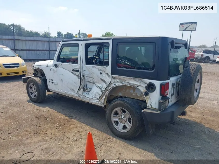 2015 Jeep Wrangler Unlimited Sport Rhd VIN: 1C4BJWKG3FL686514 Lot: 40302734