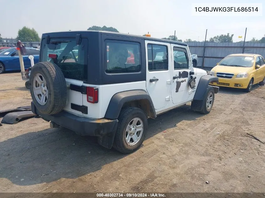 1C4BJWKG3FL686514 2015 Jeep Wrangler Unlimited Sport Rhd