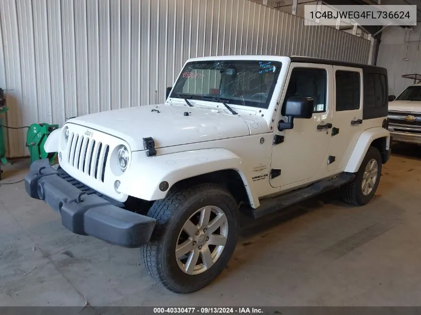 2015 Jeep Wrangler Unlimited Sahara VIN: 1C4BJWEG4FL736624 Lot: 40330477