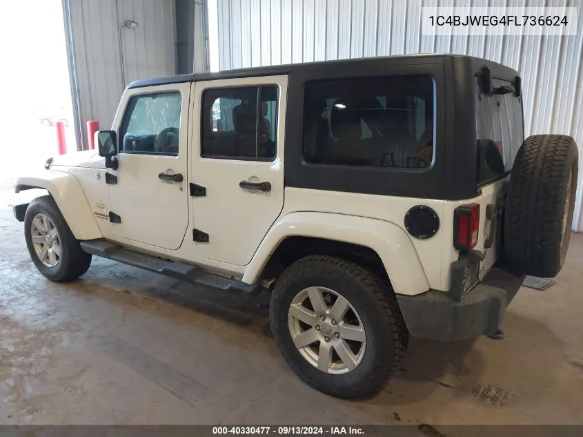 2015 Jeep Wrangler Unlimited Sahara VIN: 1C4BJWEG4FL736624 Lot: 40330477