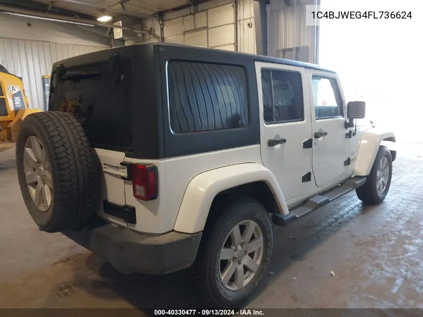 2015 Jeep Wrangler Unlimited Sahara VIN: 1C4BJWEG4FL736624 Lot: 40330477