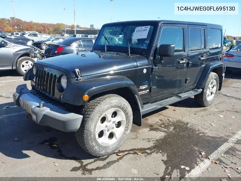 1C4HJWEG0FL695130 2015 Jeep Wrangler Unlimited Sahara