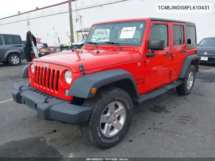 1C4BJWDG8FL610431 2015 Jeep Wrangler Unlimited Sport
