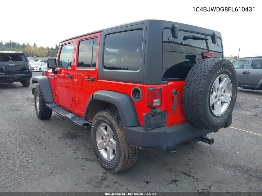 1C4BJWDG8FL610431 2015 Jeep Wrangler Unlimited Sport