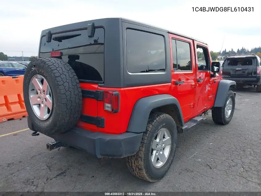 1C4BJWDG8FL610431 2015 Jeep Wrangler Unlimited Sport