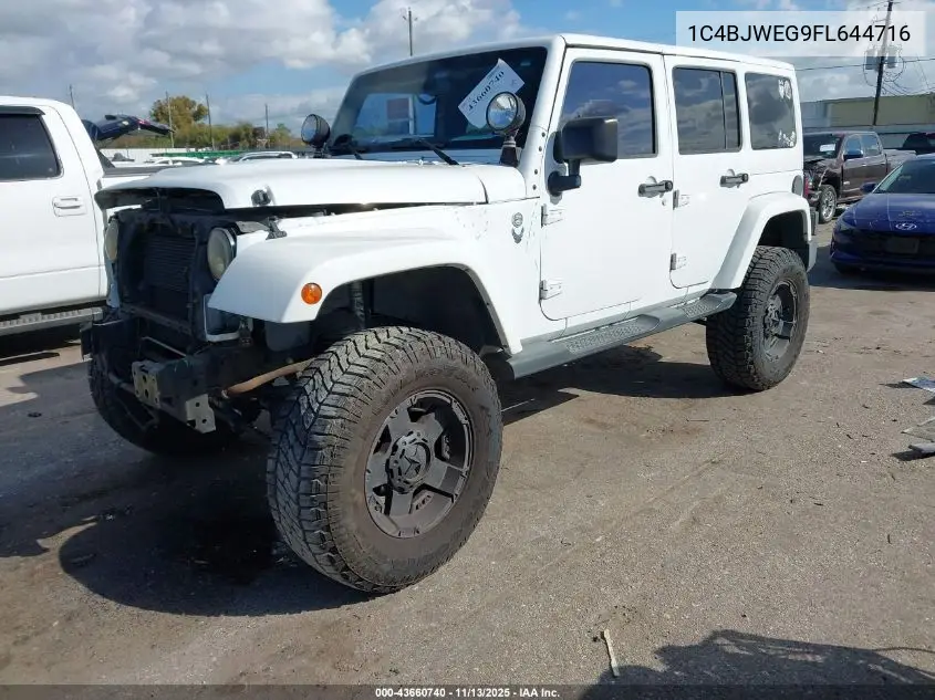 1C4BJWEG9FL644716 2015 Jeep Wrangler Unlimited Wrangler X