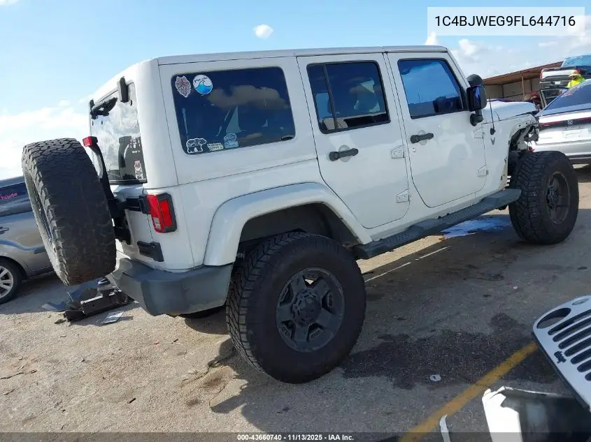 1C4BJWEG9FL644716 2015 Jeep Wrangler Unlimited Wrangler X