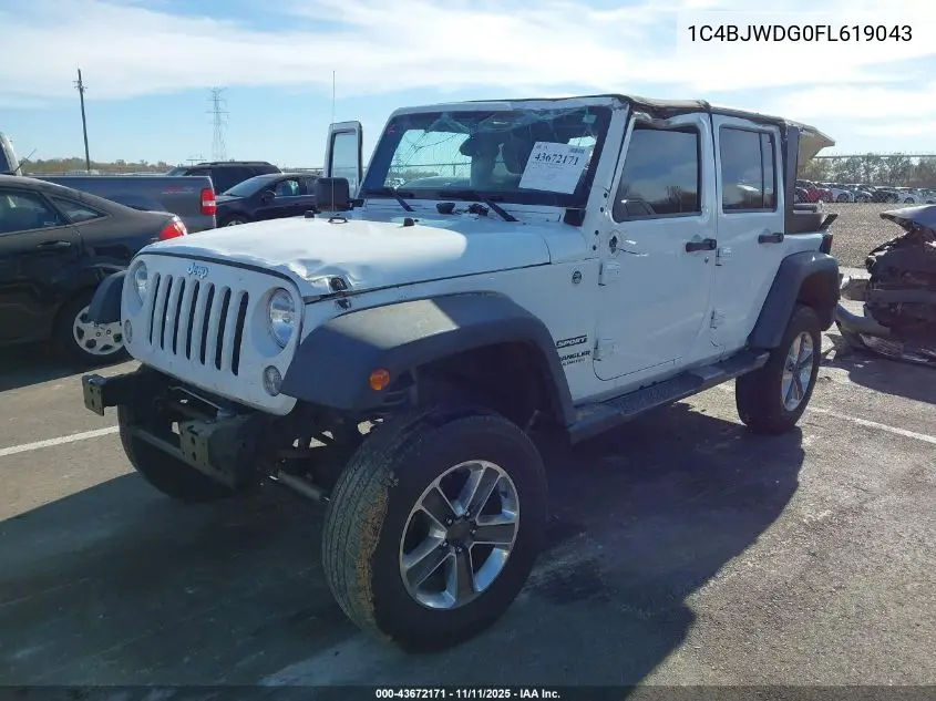 1C4BJWDG0FL619043 2015 Jeep Wrangler Unlimited Sport
