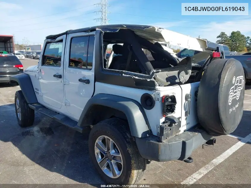 1C4BJWDG0FL619043 2015 Jeep Wrangler Unlimited Sport