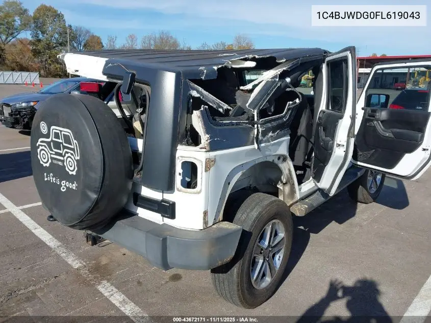 1C4BJWDG0FL619043 2015 Jeep Wrangler Unlimited Sport