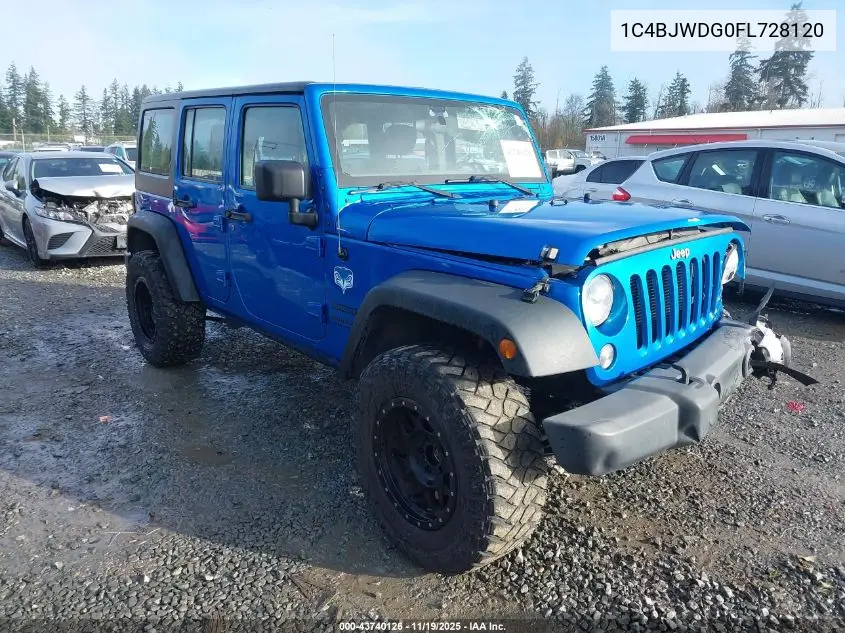 1C4BJWDG0FL728120 2015 Jeep Wrangler Unlimited Sport