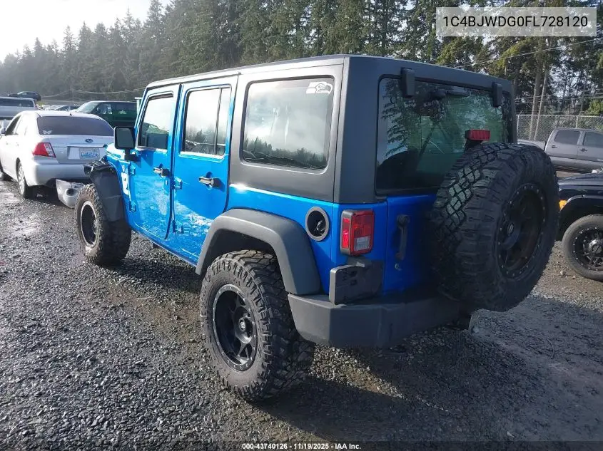1C4BJWDG0FL728120 2015 Jeep Wrangler Unlimited Sport