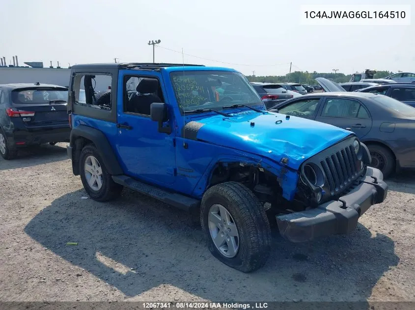 2016 Jeep Wrangler Sport VIN: 1C4AJWAG6GL164510 Lot: 12067341