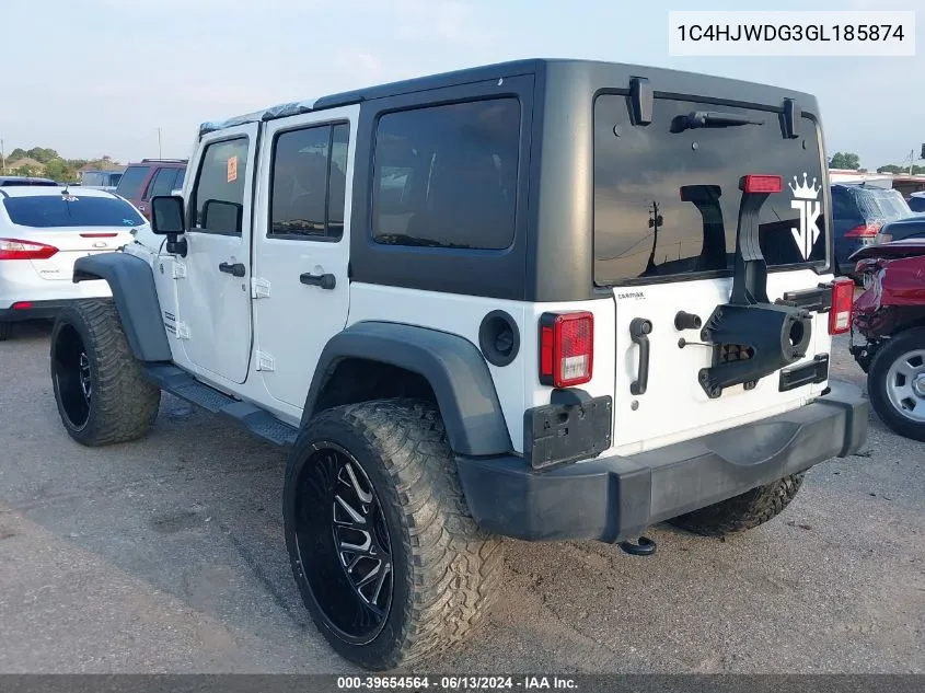 2016 Jeep Wrangler Unlimited Sport VIN: 1C4HJWDG3GL185874 Lot: 39654564