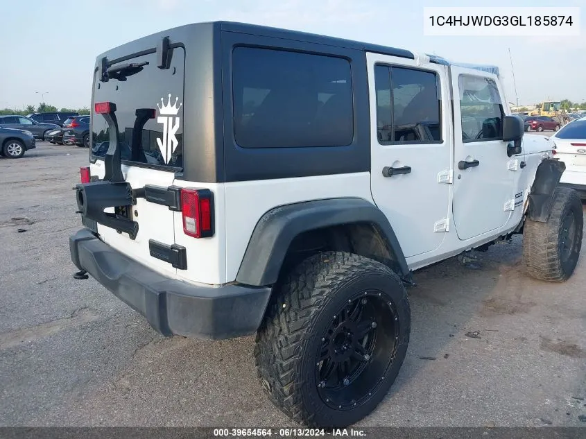 2016 Jeep Wrangler Unlimited Sport VIN: 1C4HJWDG3GL185874 Lot: 39654564