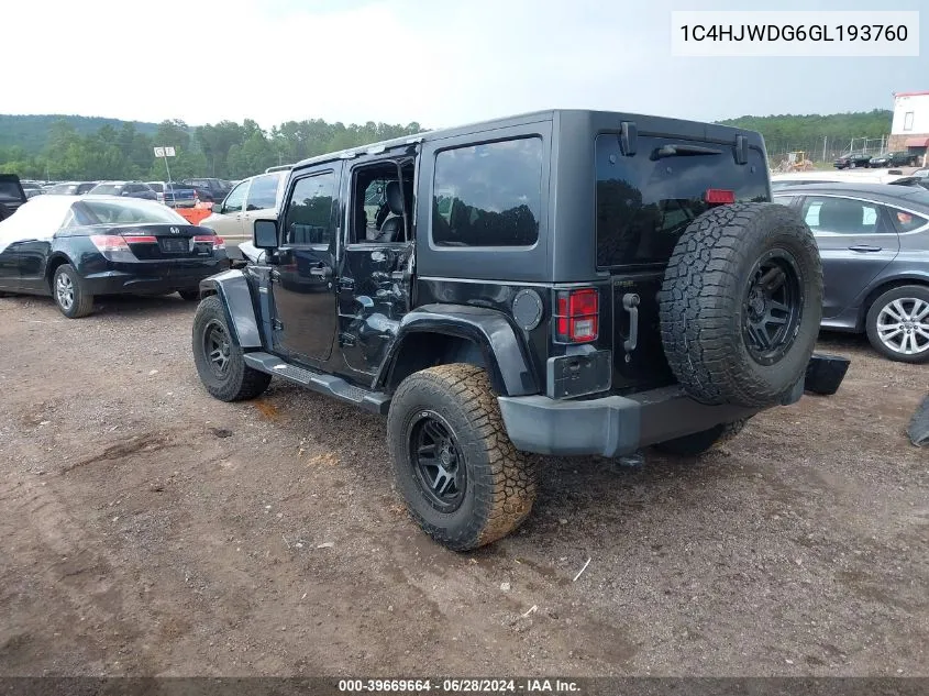 2016 Jeep Wrangler Unlimited Freedom VIN: 1C4HJWDG6GL193760 Lot: 39669664