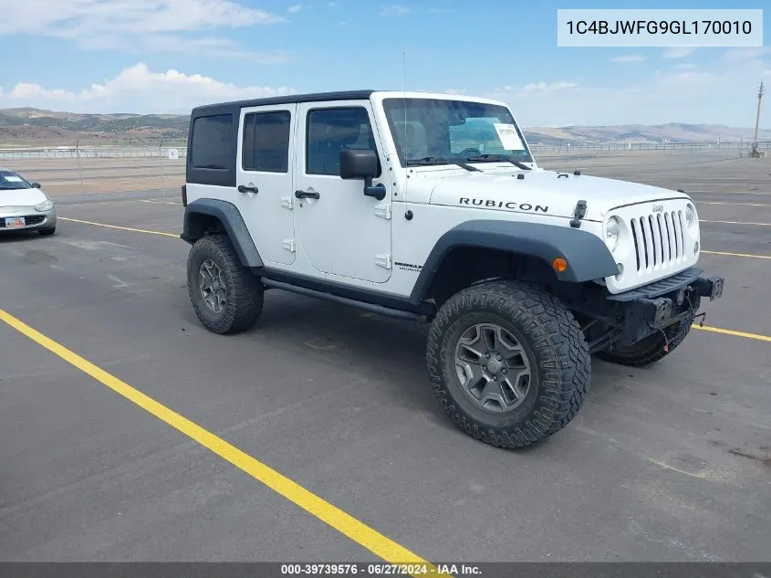 2016 Jeep Wrangler Unlimited Rubicon VIN: 1C4BJWFG9GL170010 Lot: 39739576