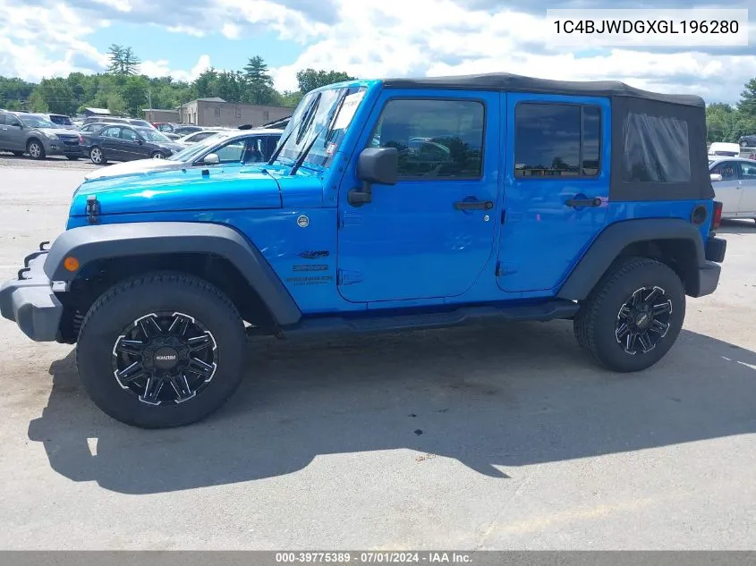 2016 Jeep Wrangler Unlimited Sport VIN: 1C4BJWDGXGL196280 Lot: 39775389