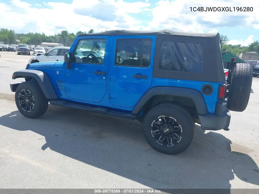 2016 Jeep Wrangler Unlimited Sport VIN: 1C4BJWDGXGL196280 Lot: 39775389