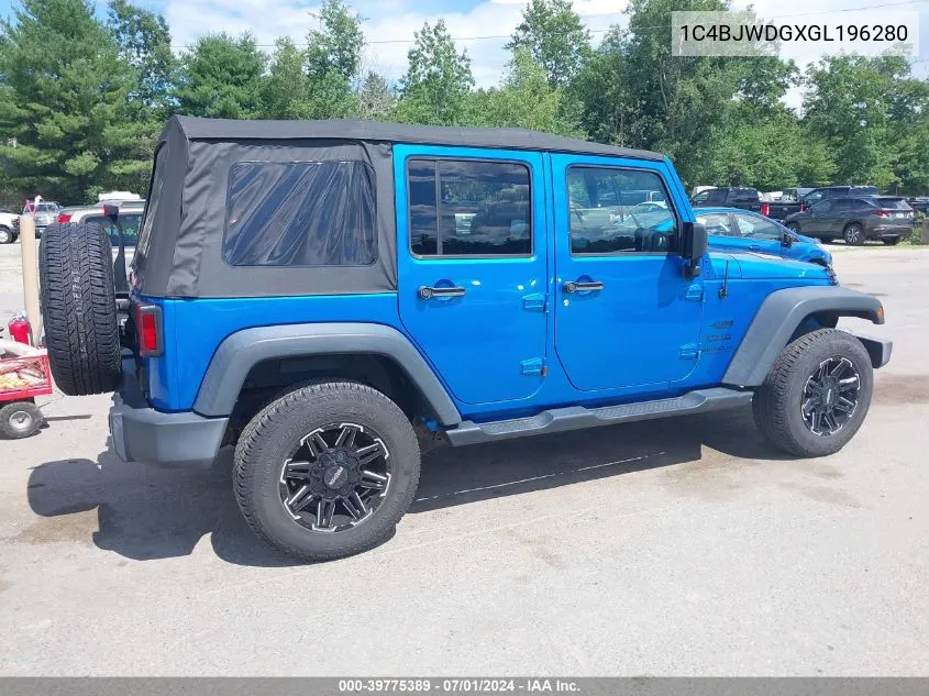 2016 Jeep Wrangler Unlimited Sport VIN: 1C4BJWDGXGL196280 Lot: 39775389