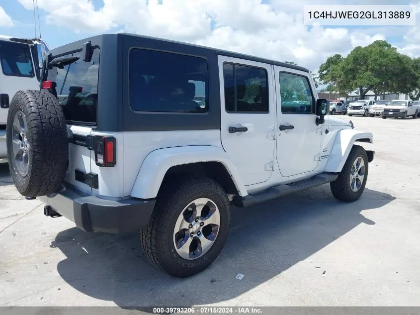 2016 Jeep Wrangler Unlimited Sahara VIN: 1C4HJWEG2GL313889 Lot: 39793206