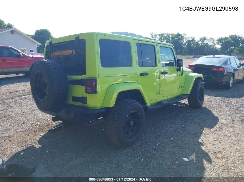 2016 Jeep Wrangler Unlimited Sahara VIN: 1C4BJWEG9GL290598 Lot: 39848853