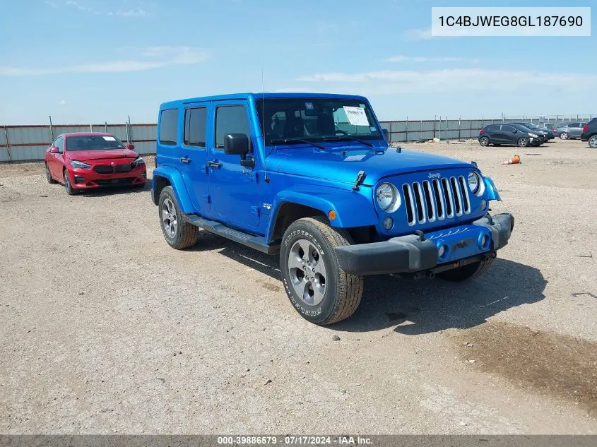 2016 Jeep Wrangler Unlimited Sahara VIN: 1C4BJWEG8GL187690 Lot: 39886579