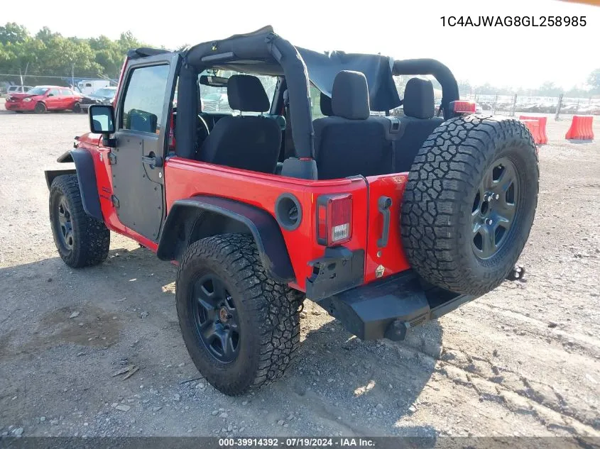 1C4AJWAG8GL258985 2016 Jeep Wrangler Sport