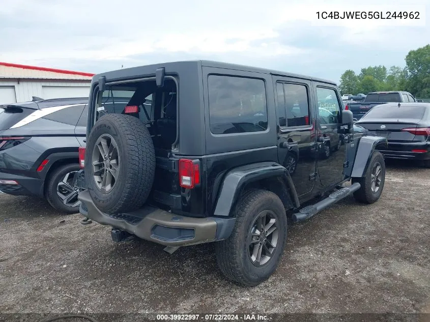 2016 Jeep Wrangler Unlimited 75Th Anniversary VIN: 1C4BJWEG5GL244962 Lot: 39922997