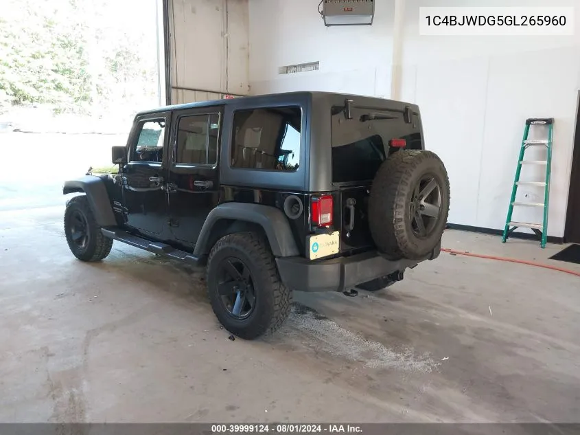 1C4BJWDG5GL265960 2016 Jeep Wrangler Unlimited Sport