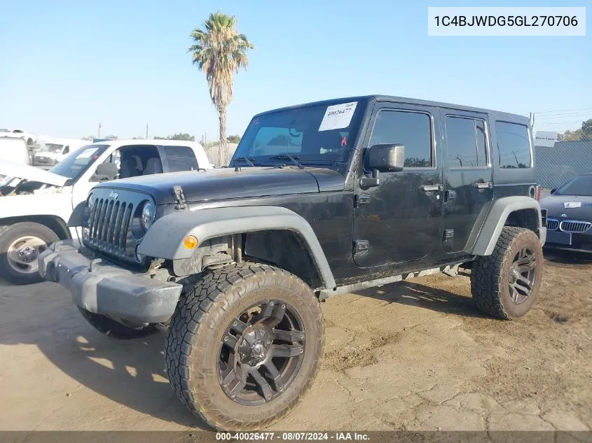 1C4BJWDG5GL270706 2016 Jeep Wrangler Unlimited Sport