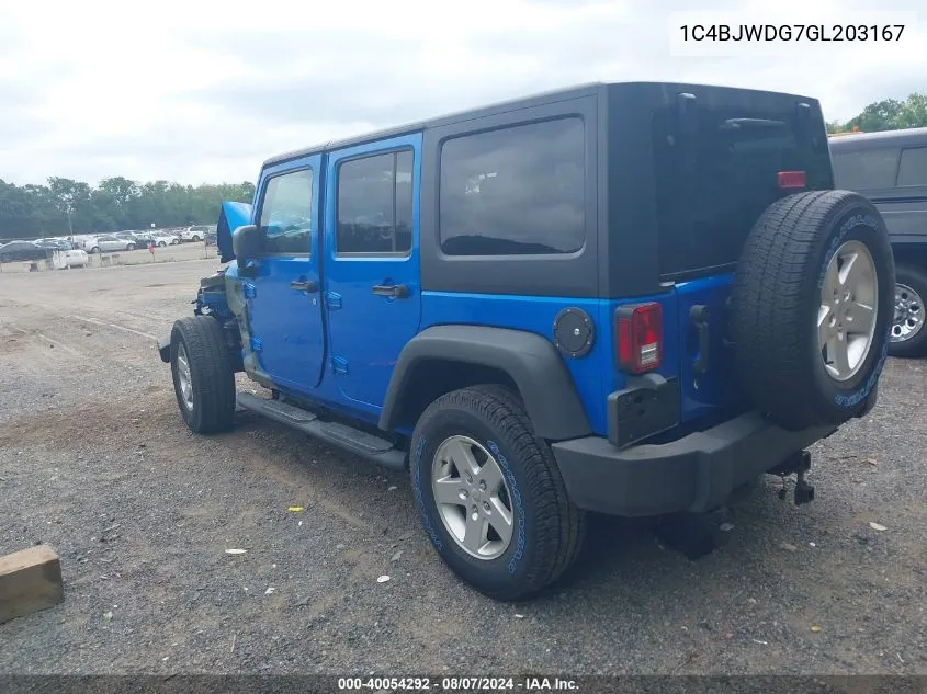 1C4BJWDG7GL203167 2016 Jeep Wrangler Unlimited Sport