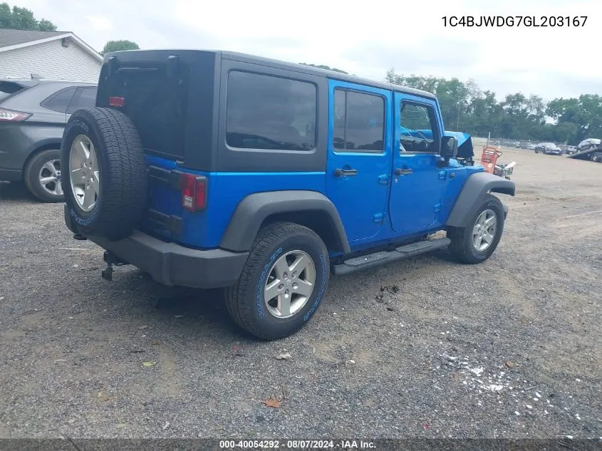 1C4BJWDG7GL203167 2016 Jeep Wrangler Unlimited Sport