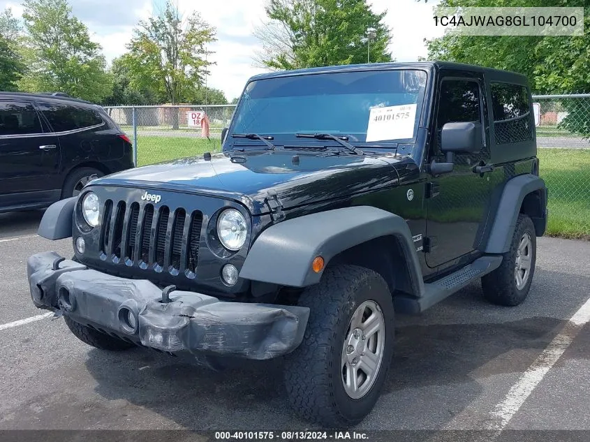 1C4AJWAG8GL104700 2016 Jeep Wrangler Sport