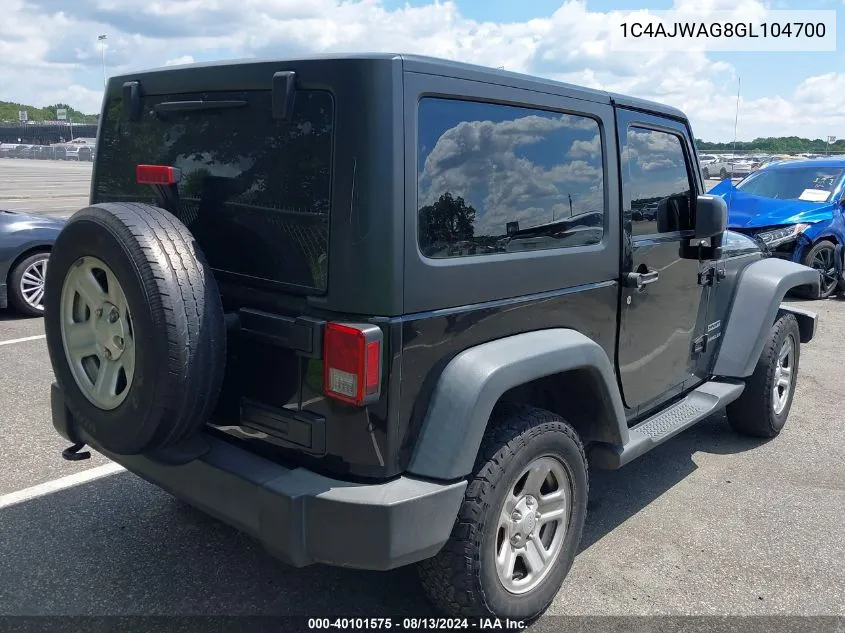 1C4AJWAG8GL104700 2016 Jeep Wrangler Sport