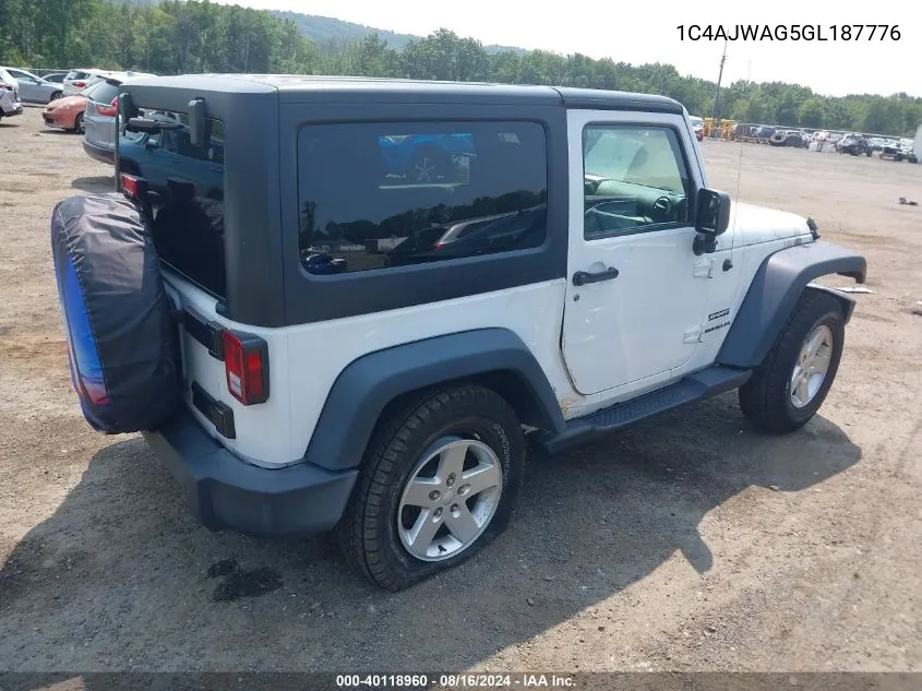 2016 Jeep Wrangler Sport VIN: 1C4AJWAG5GL187776 Lot: 40118960