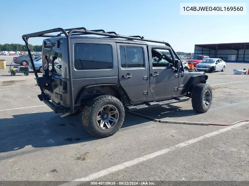 2016 Jeep Wrangler Unlimited Sahara VIN: 1C4BJWEG4GL169560 Lot: 40139635