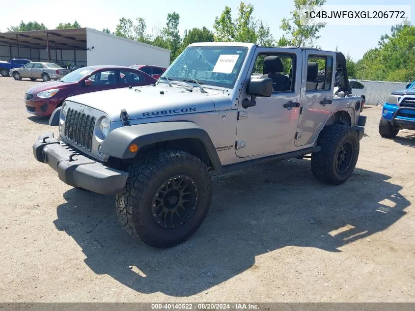 2016 Jeep Wrangler Unlimited Rubicon VIN: 1C4BJWFGXGL206772 Lot: 40140522