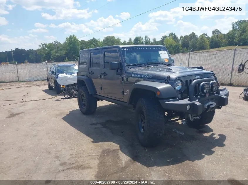 2016 Jeep Wrangler Unlimited Rubicon VIN: 1C4BJWFG4GL243476 Lot: 40202788