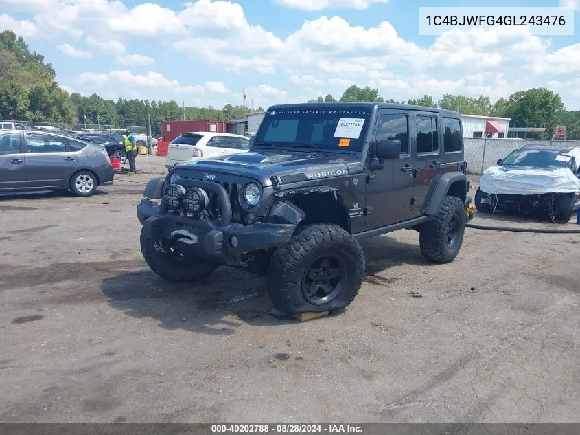 2016 Jeep Wrangler Unlimited Rubicon VIN: 1C4BJWFG4GL243476 Lot: 40202788